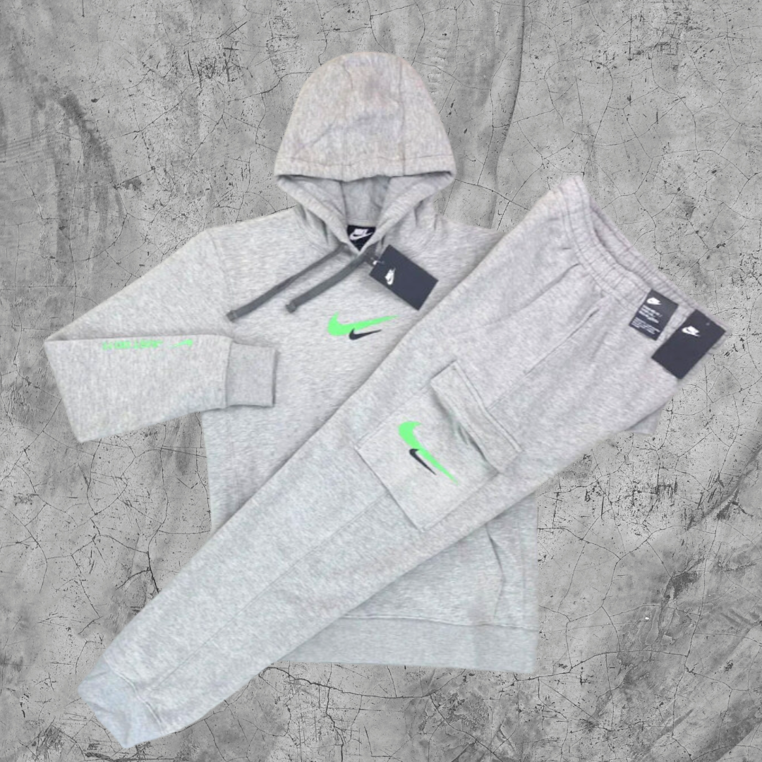 Grey nike 2025 swoosh tracksuit